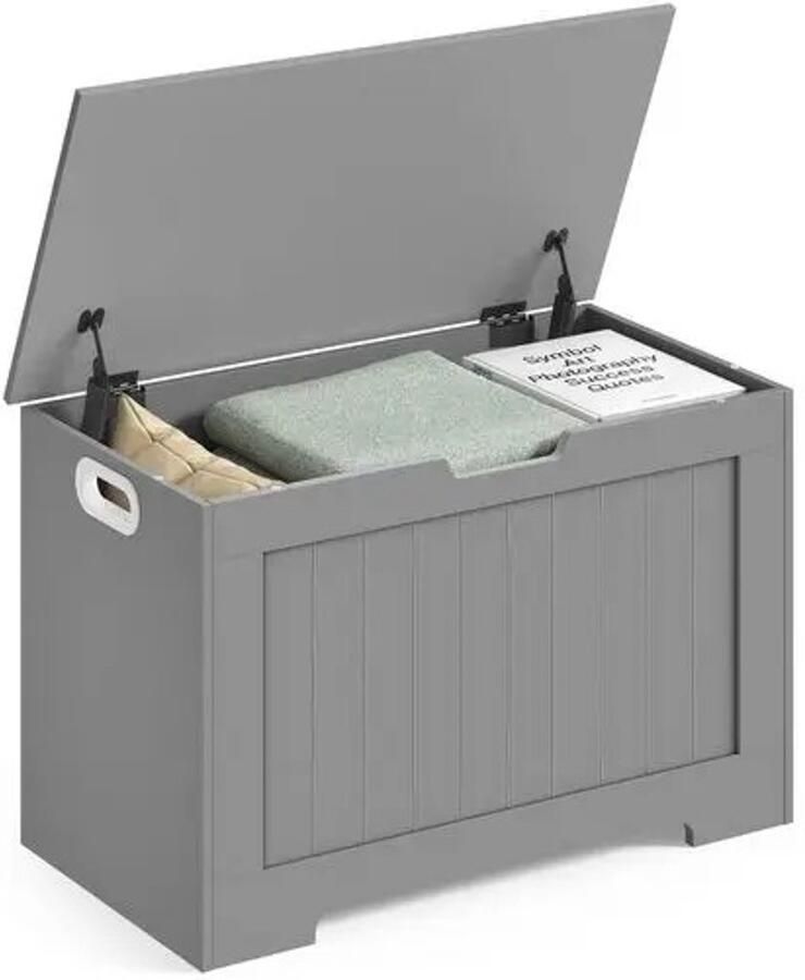 Opbergbank Dove Grey Sofa 1-zits Zitbank met Opbergruimte 40x76x48 cm Veiligheidsklep & Zijhandgrepen Max. 136kg Draagvermogen Multifunctioneel Modern Design Eenvoudig te Monteren