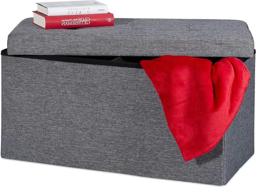 Opbergbank gepolsterd opvouwbaar geschikt voor gang en slaapkamer 1 stuk donkergrijs