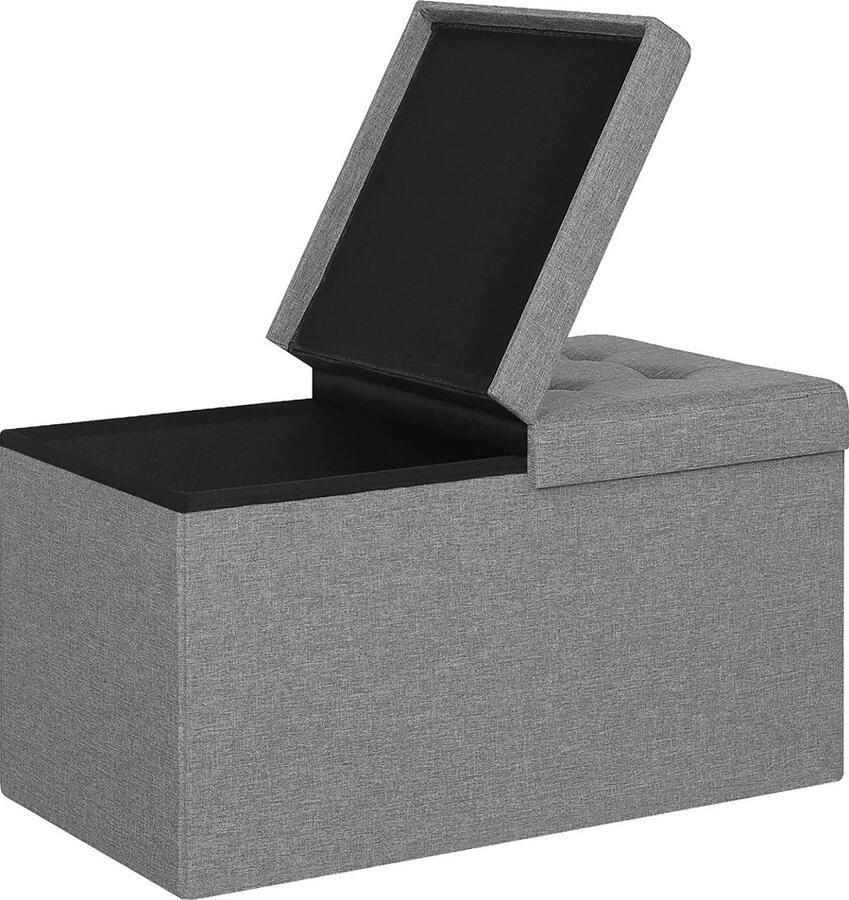 Bolt Edge Opbergbank Lichtgrijs Stof Met opbergruimte 76x38x38cm