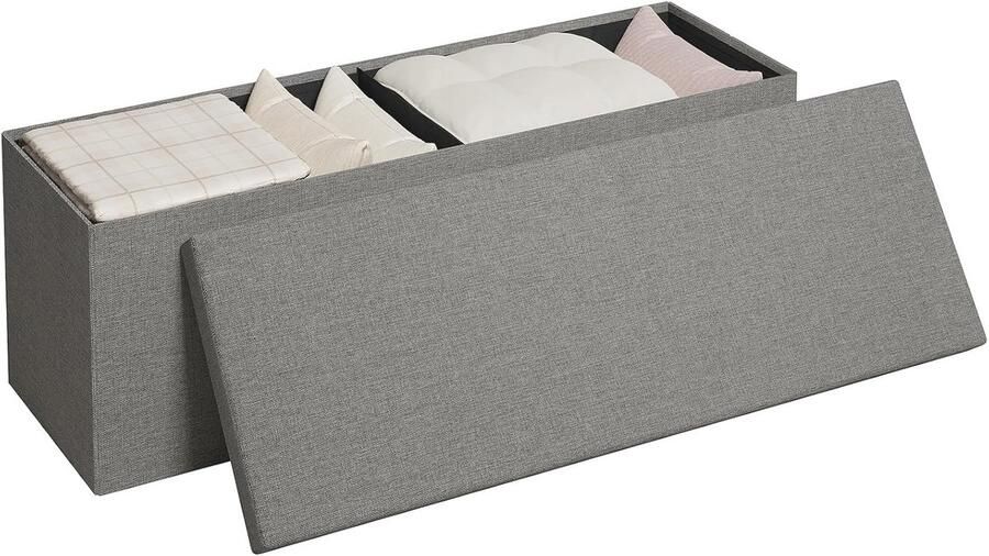 Opbergbank met 117L Ruimte Inklapbare Voetenbank voor Woonkamer of Slaapkamer Donkergrijs 110 x 37 5 x 37 5 cm