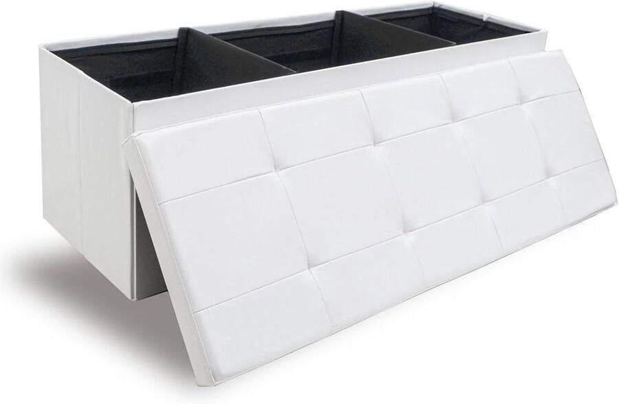 Opbergbank met Deksel en Opbergruimte 110 cm Kunstleer Zitbank voor Tot 250 kg Ideaal als Halbank Kistenbank of Wasmand