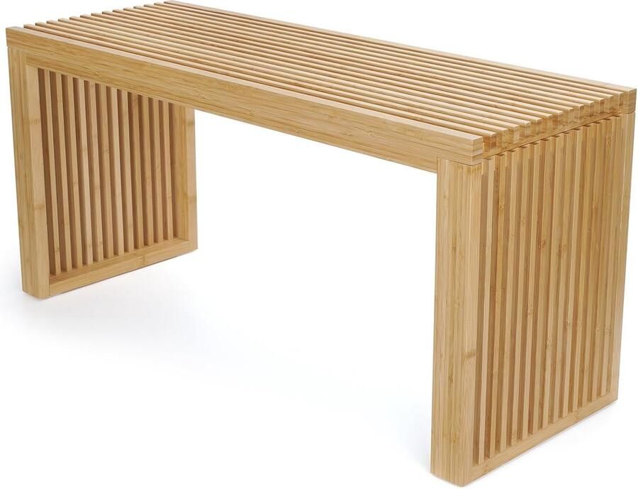 Kapstok bamboe kledingrek met wieltjes met kledingstang 3 planken en 6 haken boomvorm 100 x 38 x 176 cm naturel