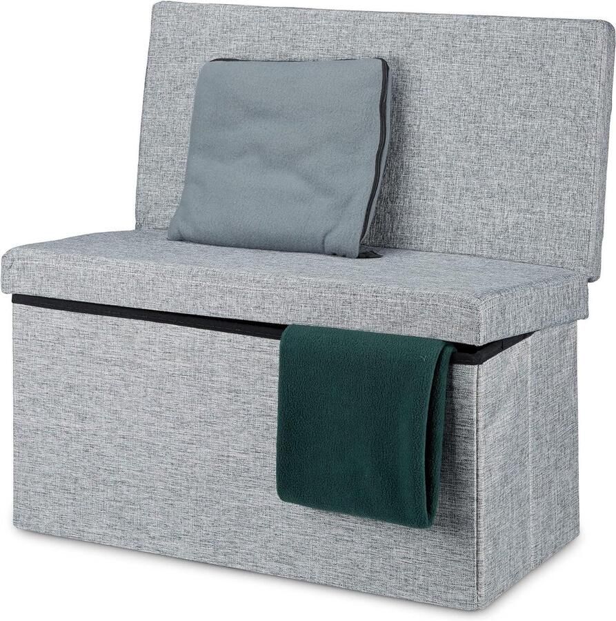 Opbergbank met leuning Opvouwbaar Stabiel 1 stuk Linnen 73 x 76 x 38 cm