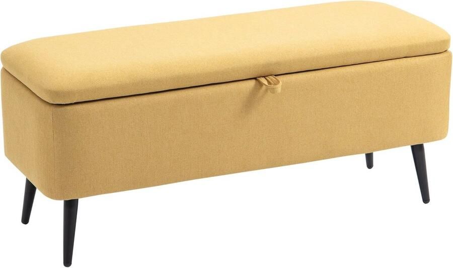 Opbergbank met Opbergdoos en Stalen Poten Zwart 101 x 38 5 x 44 5 cm