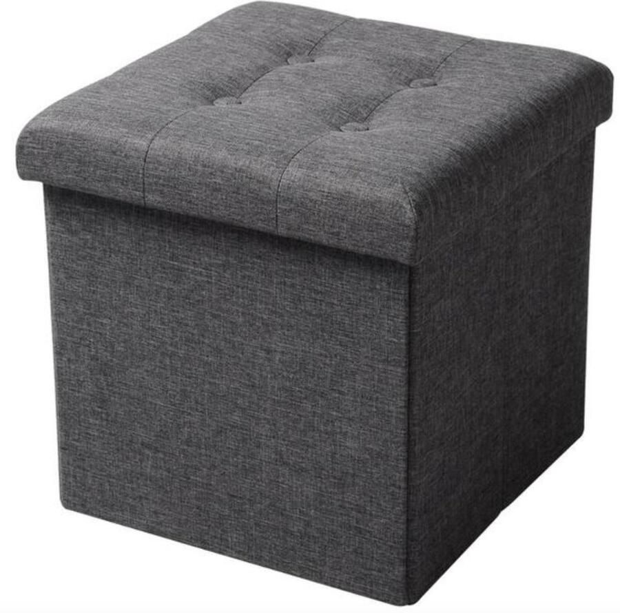 Opbergbank Met opbergruimte Voetenbank Opbergbox hocker Zitkist met deskel Donkergrijs Stof 50x35x45cm