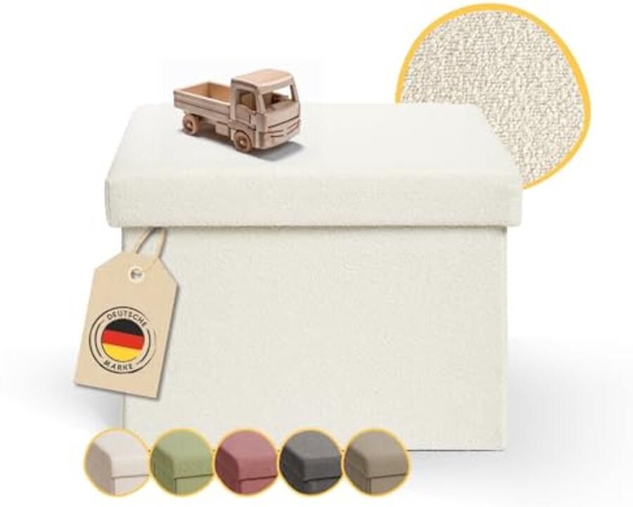 Opbergbank met opslagruimte Zitkubus Beige poef Multifunctionele stoel Kleine bank Opbergboxen 41x31cm