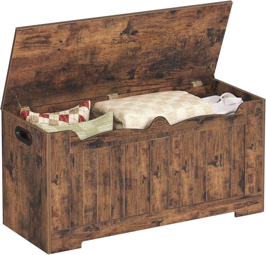 Opbergbank met Veiligheidscharnieren Schoenenbank voor Hal Slaapkamer en Woonkamer Vintage Bruin 40 x 100 x 48 cm