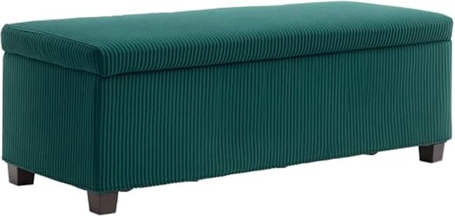 Opbergbank met Zitzak en Deksel Comfortabele Storage Poef voor Woonkamer Slaapkamer en Entree Groen 112 x 42 x 40 cm