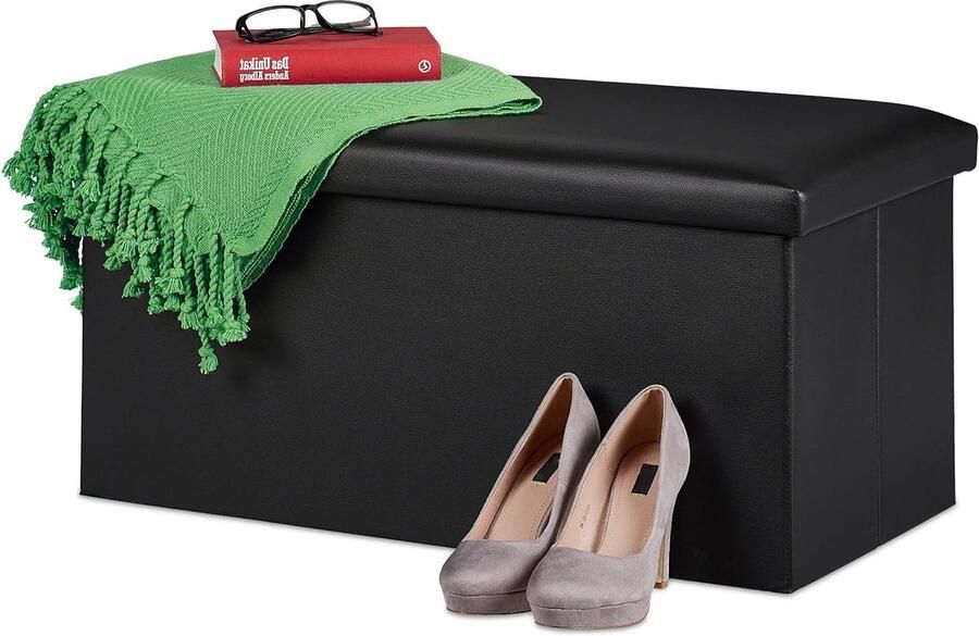 Opbergbank Opbergruimte en zitplek 1 stuk Zwart Kunstleer 37.5 x 76.5 x 38.5 cm