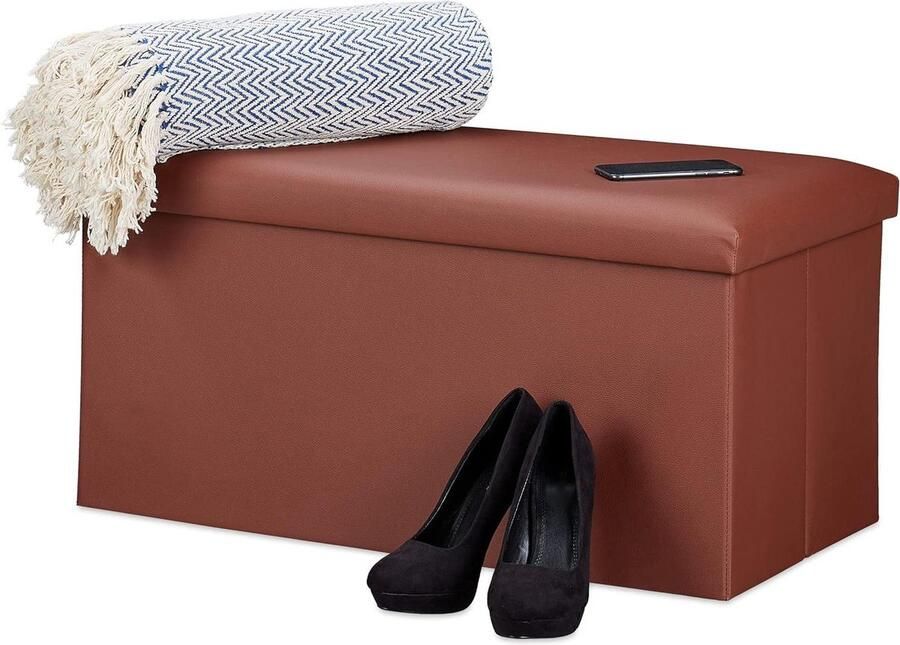 Opbergbank Opbergruimte en stijl 1 stuk Bruin Kunstleer 37.5 x 76.5 x 38.5 cm