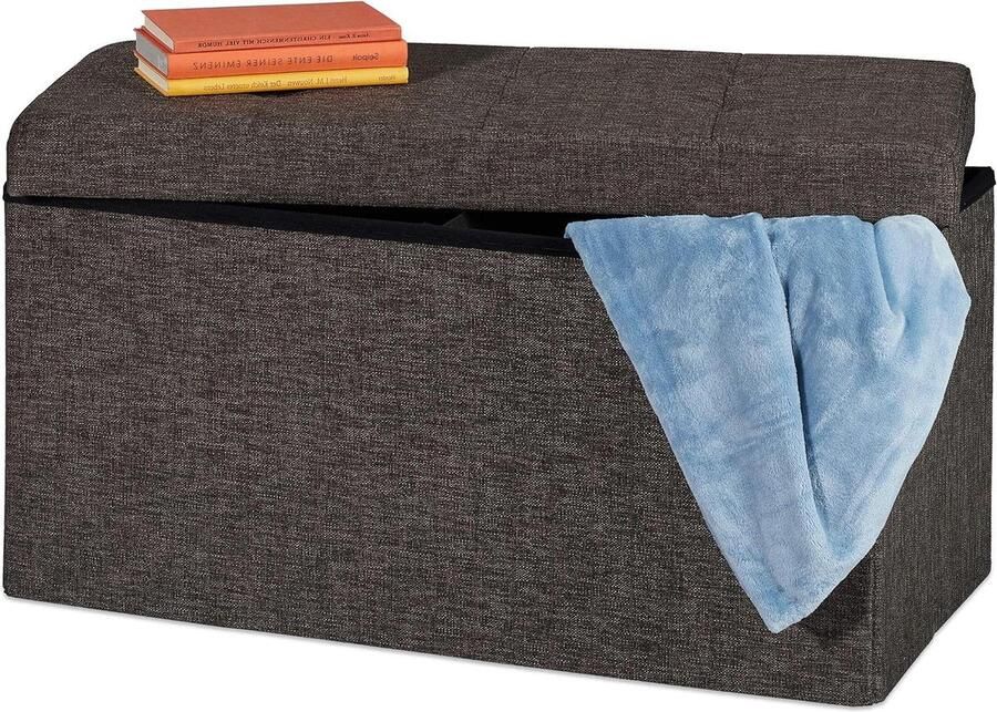 Opbergbank opvouwbaar gepolsterd multifunctioneel 1 stuk bruin-grijs