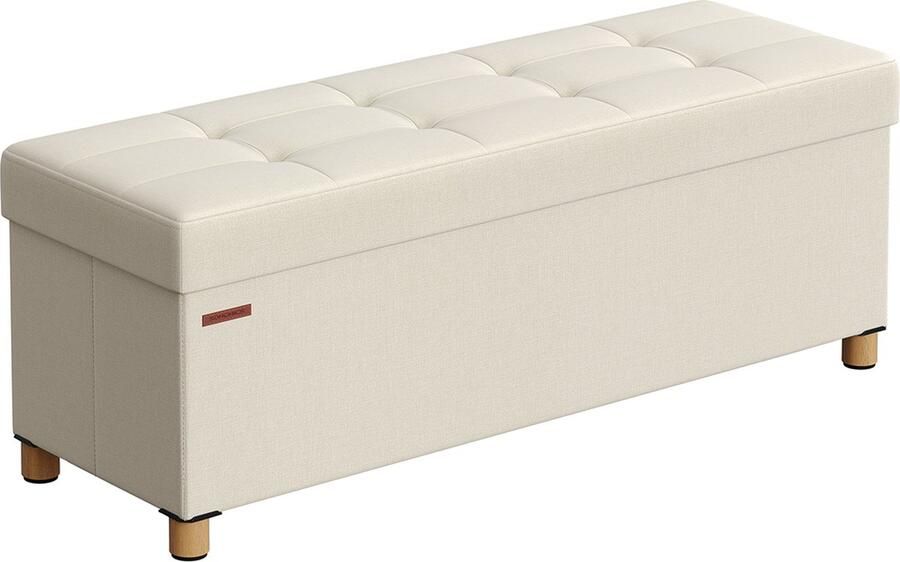 Woon Wereld Opklapbare kruk met opbergruimte 38 x 110 x 40 cm crèmewit