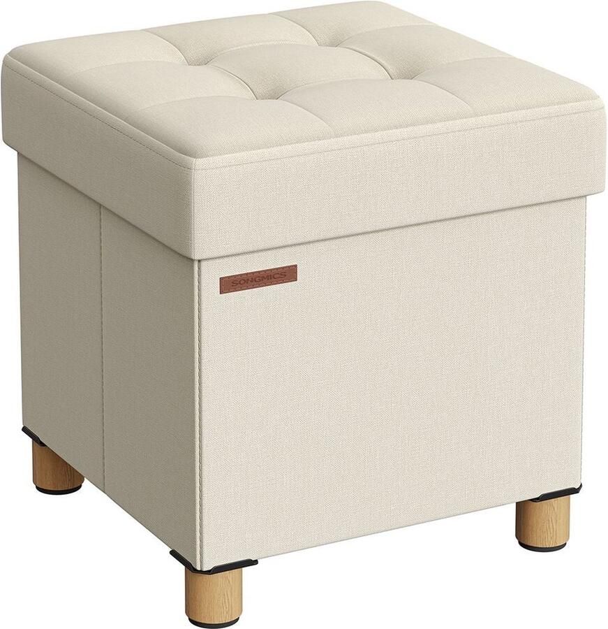 Rootz Living Rootz Opbergbank Voetenbank Speelgoedkist Gestoffeerde Kruk MDF Frame Imitatielinnen 38cm x 38cm x 40cm