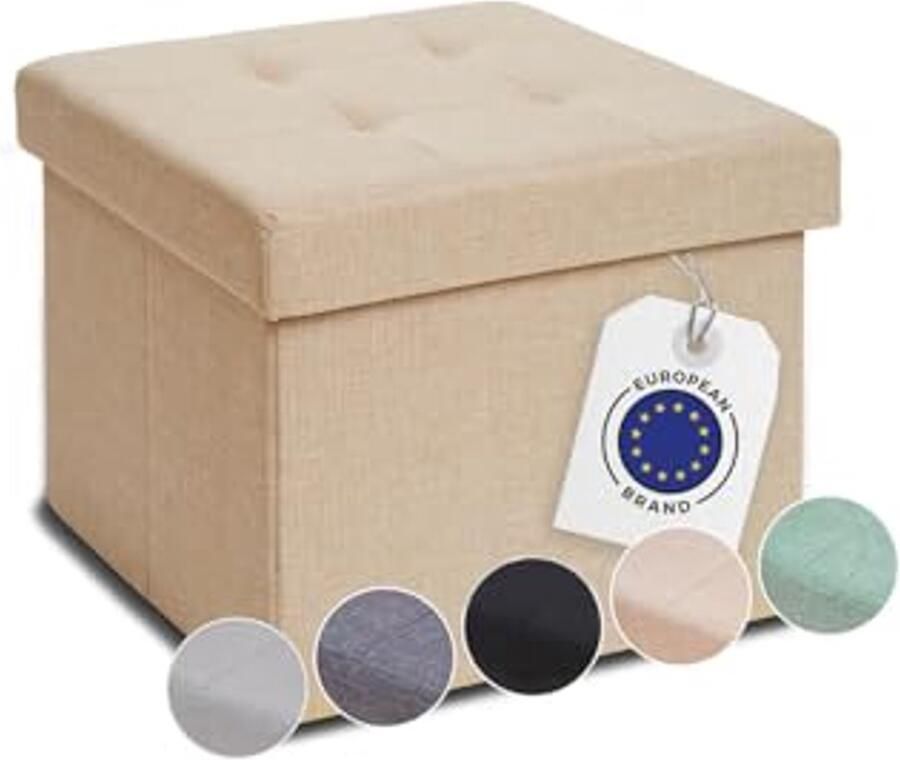 Opbergbank voor slaapkamer 41x31x31cm Rechthoekige Opbergt Uitvoering Beige Zitbank