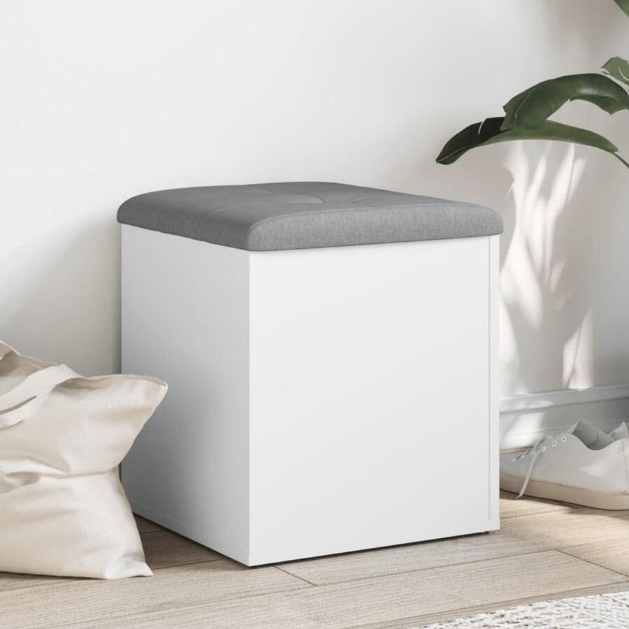 Opbergbankje 42x42x45 cm bewerkt hout wit Perfect voor opslag en zitgemak