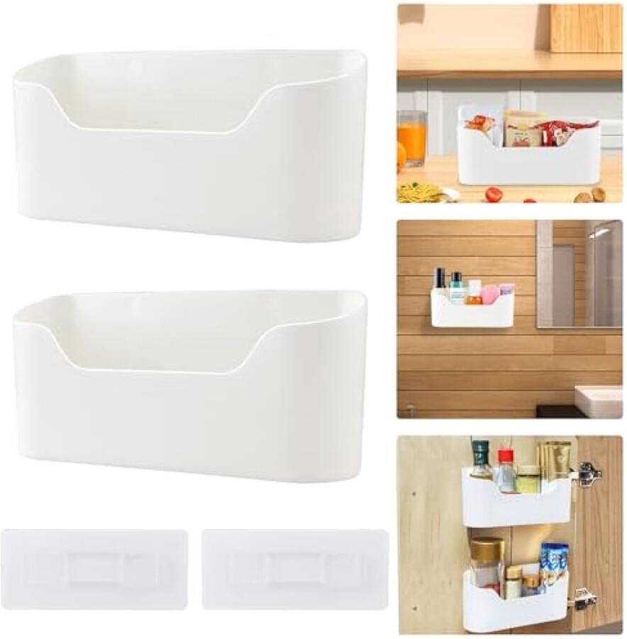 Opbergbox voor keukenkastdeur 2 stuks zelfklevende wandgemonteerde opbergdoos keukenkastsysteem kastorganizer voor badkamer keuken eetkamer kantoor