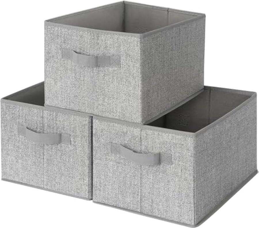 Opbergboxen pak van 3 stoffen opbergdozen opbergbakken kast organizer opbergen en organiseren opvouwbare opbergdoos voor kleding wardrobe storage boxes Grijs