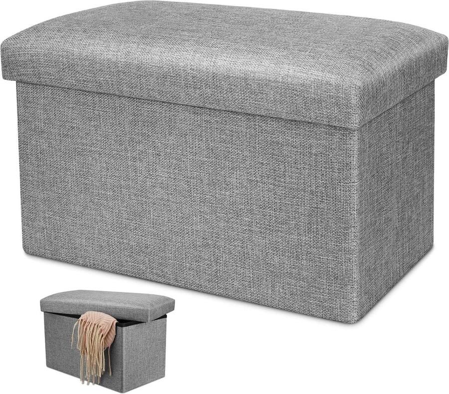 Opbergdoos en Kruk Multifunctioneel 1 stuk Grijs Opvouwbaar 40 x 25 x 25 cm