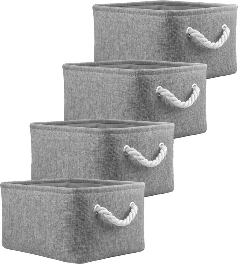 Opbergdoos kleine opbergmand van verdikte stof met handvatten voor speelgoedplanken (S 4 stuks grijs)