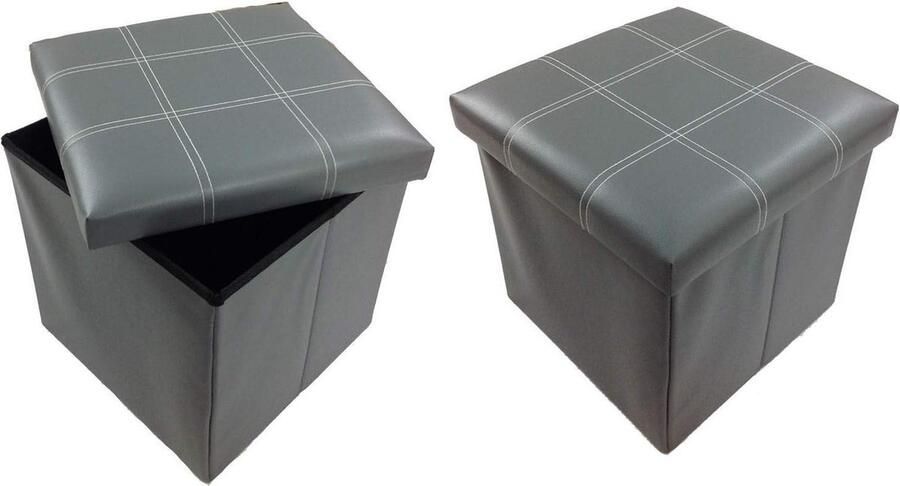 Opbergdoos kruk 38 x 38 x 38 cm box zitkubus borst grijs