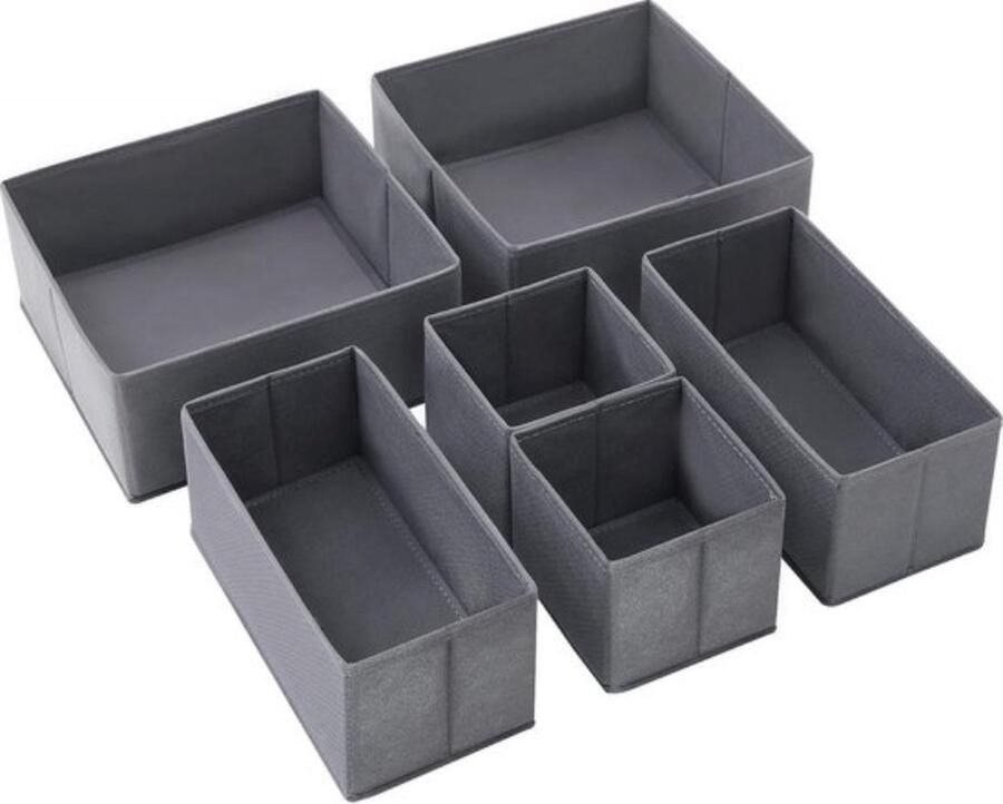 Opbergdoos lade organizer set van 6 ondergoed organizer opvouwbare stoffen doos sokken ondergoed BHS stropdassen grijs
