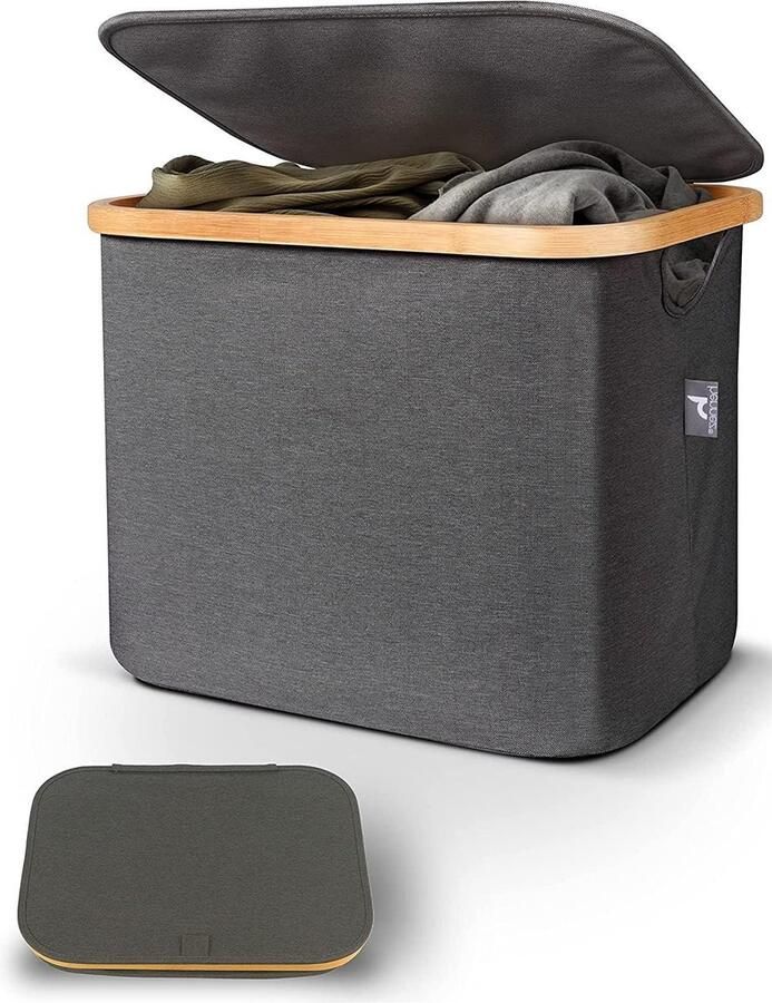 Opbergdoos met deksel 50 L All In One Garderobe Opbergorganizer Opbergmand voor het organiseren Veelzijdig gebruik: Wasmand en Kleding Speelgoed Badkamer Organizer Lonbet Wicker Storage Basket (2-5)