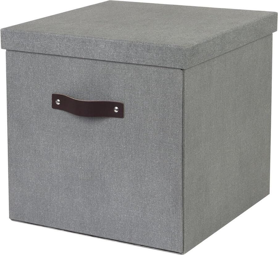 Opbergdoos met deksel Grote klapbox voor kleding en speelgoed Grijs met linnenlook