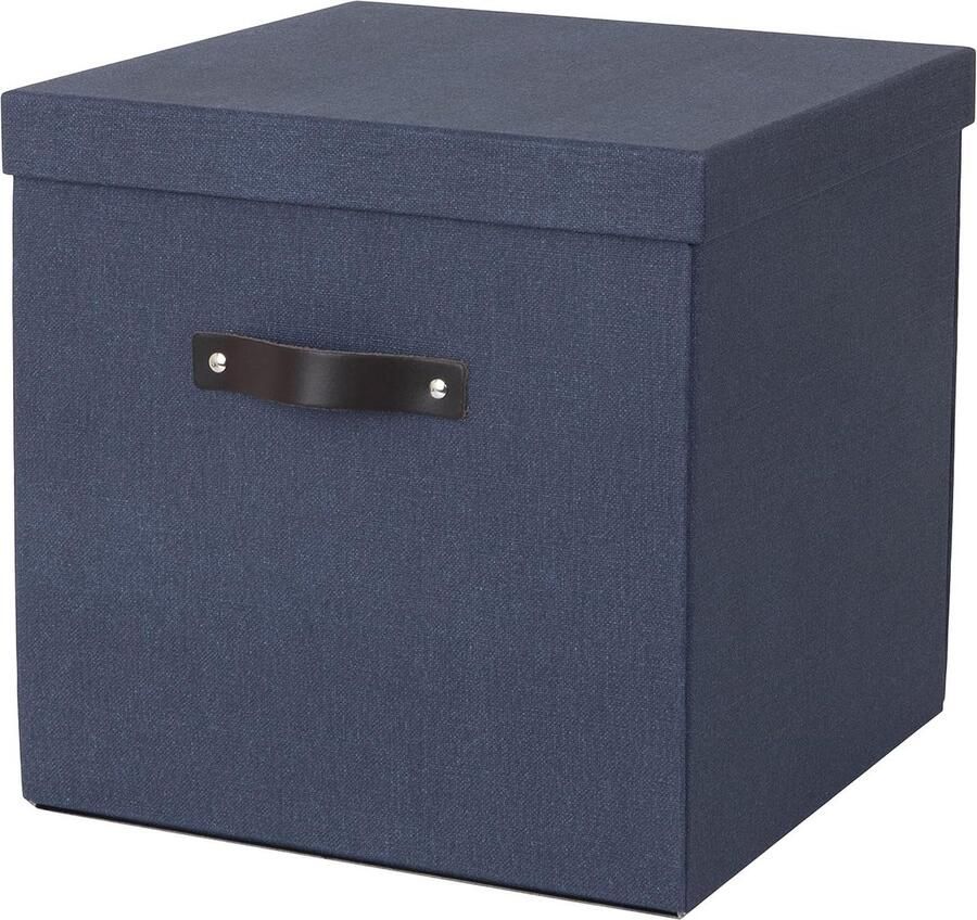 Opbergdoos met deksel Grote klapbox voor kleding en speelgoed Vezelplaat en papier met linnenlook Blauw