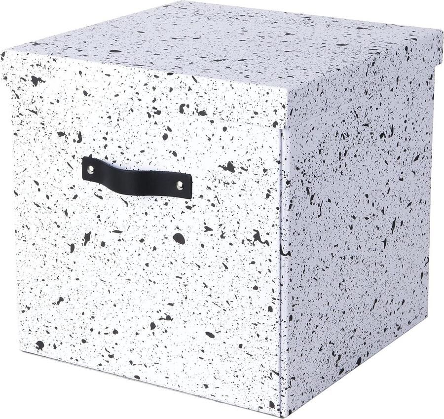 Opbergdoos met deksel Grote klapbox voor kleding en speelgoed Zwart gespikkeld