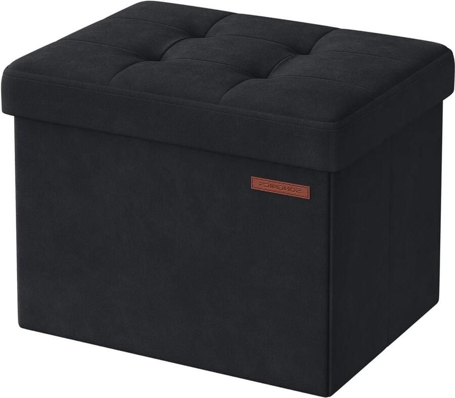 Opbergdoos met deksel Inklapbare zitbank Voetenbank 130 kg Inktzwart