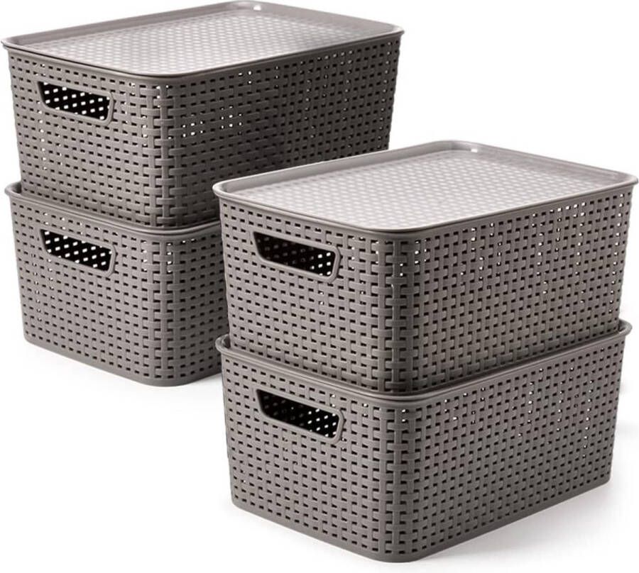 Opbergdoos met rotanlook badkamermand met kunststof handgrepen voor keukens woonkamers kantoren badkamers