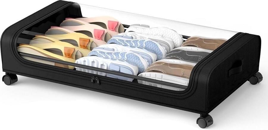 Opbergdoos Onder het Bed Opvouwbaar Geschikt voor Slaapkamer 1 stuk Zwart Kunststof