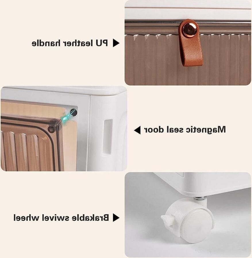 Opbergdoos plank Stofdicht Plastic Wit Op wielen Kast voor kleding en schoenen Opslag voor boeken en speelgoed Snack organizer Kar voor woonkamer slaapkamer gang en kantoor