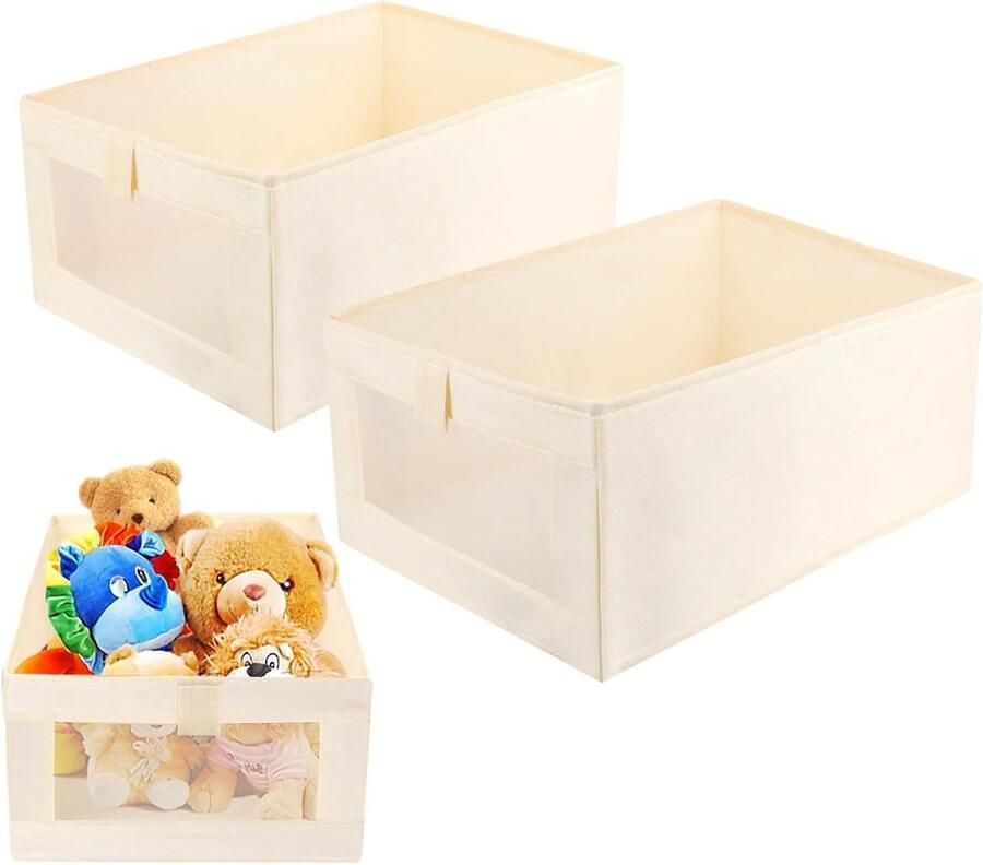 Opbergdoos set van 2 opbergdozen met transparant kijkvenster voor kledingkast kleding boeken cosmetica speelgoed
