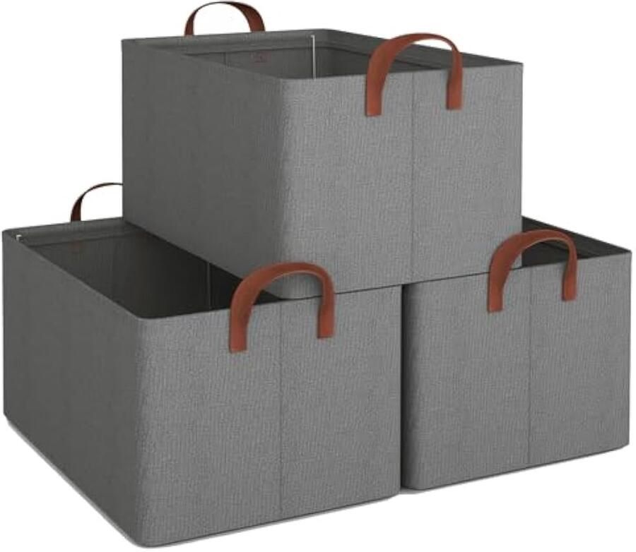 Opbergdoos set van 3 kastorganizer kledingkast Oxford-stof 35 x 25 x 20 cm organizerbox voor kledingstaatsboxen opbergstandaard kasten (grijs)