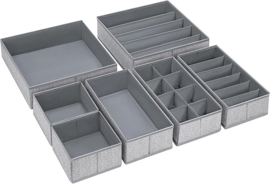Opbergdoos Vliesstof Opvouwbare Lade-organizers Set van 7 Lichtgrijs Ademend
