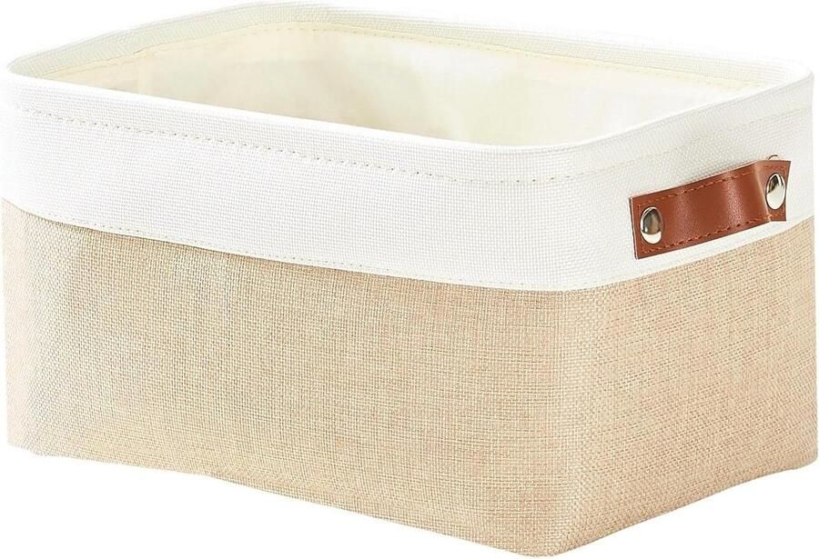 Opbergdoos voor kleding en handdoeken van canvas in maat klein kleur kaki set van 3