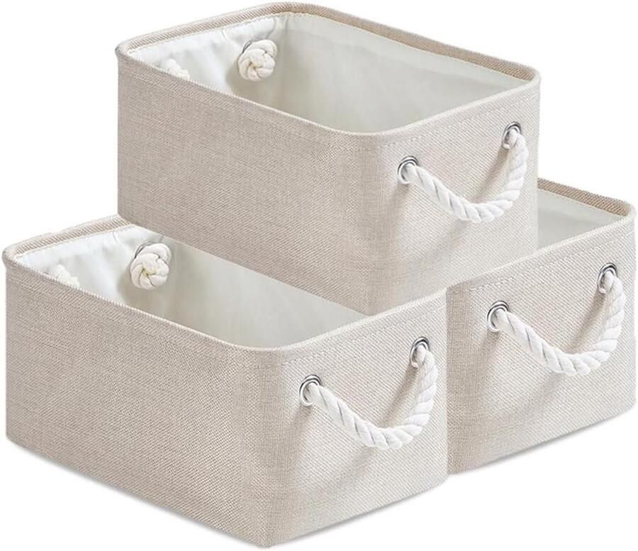 Opbergdozen en opbergmanden voor planken Set van 3 stuks (lichtkaki S)