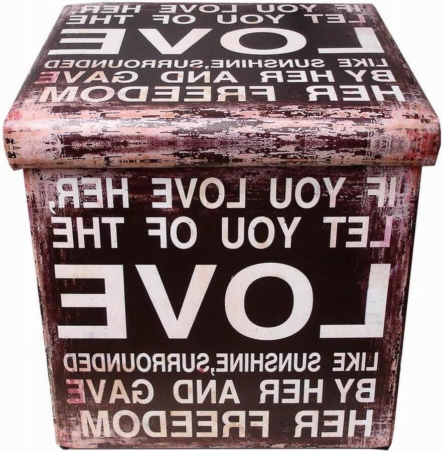 Opbergdozen Kruk voor kinderen en volwassenen 39 x 39 x 39 cm Afsluitbare vierkante opbergdoos met decoratie