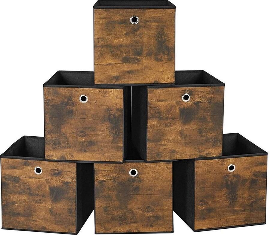 Rootz Living Rootz Opbergdozen Kunststof Opbergdozen Doorzichtige Opbergdozen Houten Opbergdozen Karton Vliesstof Oxford Doek Vintage Bruin-zwart 30 x 30 x 30 cm (L x B x H)