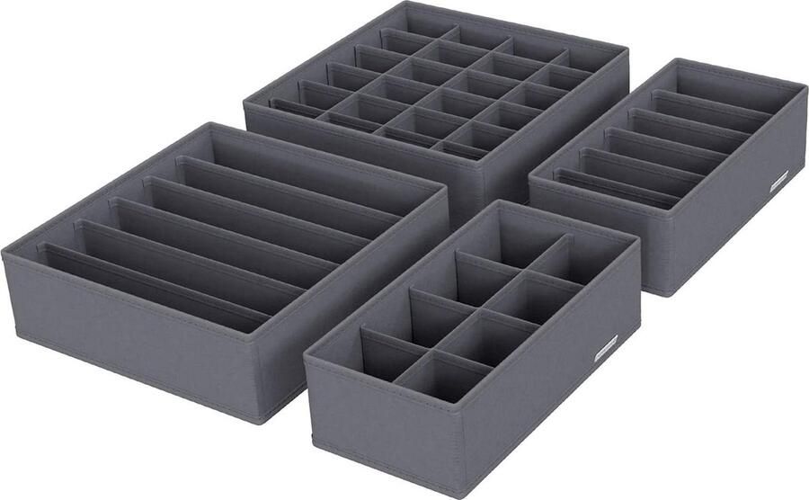 Opbergdozen lade-organizer set van 4 grijs stoffen 32 5 x 11 5 x 6 8 cm