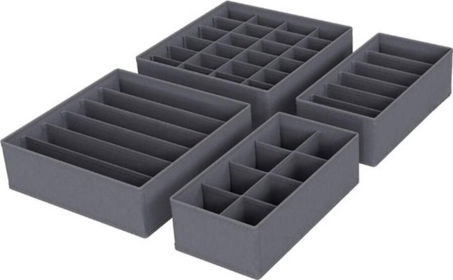 Opbergdozen lade-organizer set van 4 grijs stoffen 32 5 x 11 5 x 6 8 cm
