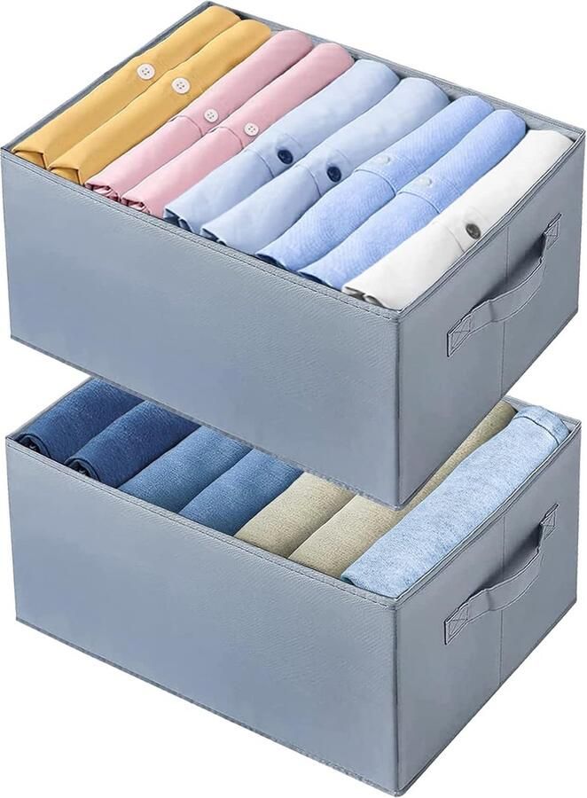 Opbergdozen ladebox voor jeans broek T-shirt 2 stuks kledingkast organizer opvouwbaar wasbaar kledingopslag organisatie voor ondergoed leggings (7 + 9 vakken)
