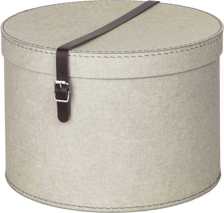 Opbergdozen met deksel Grote en kleine hoedendoosjes in linnenlook Beige