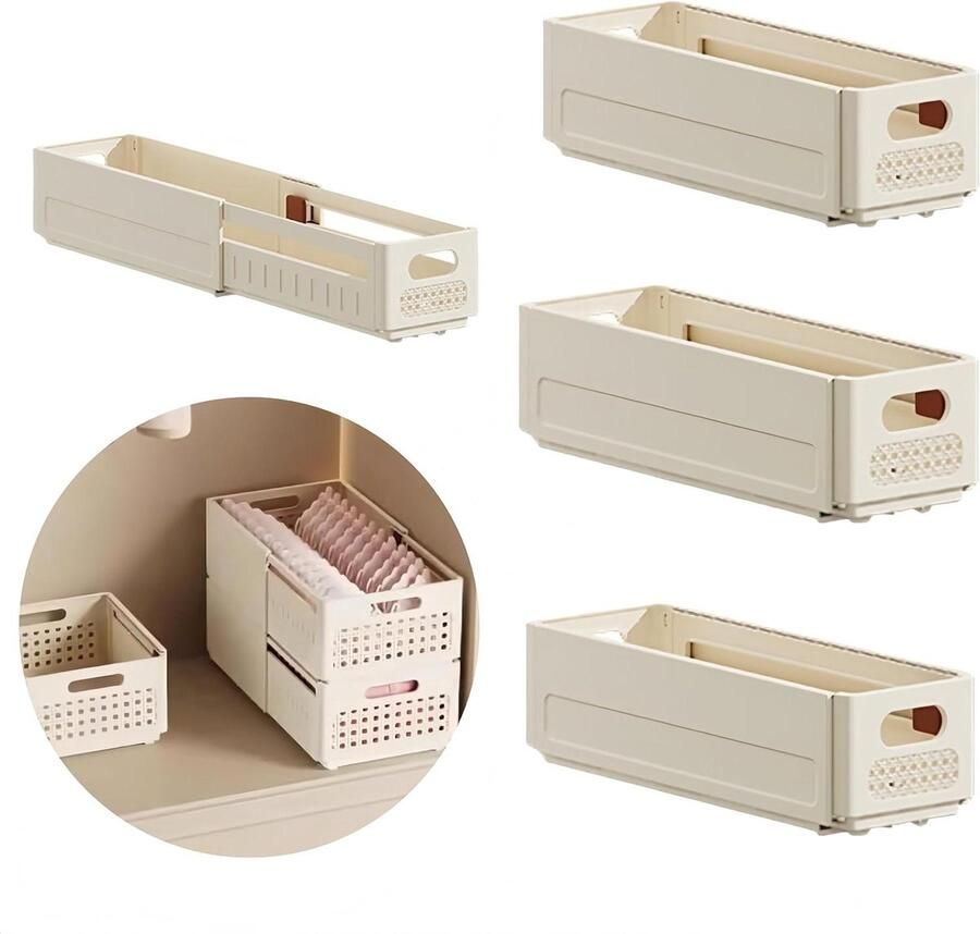 Opbergdozen met handgrepen handige kastorganizer voor laden en rekken opbergsysteem voor thuis crèmekleurig 75 characters in deze titel