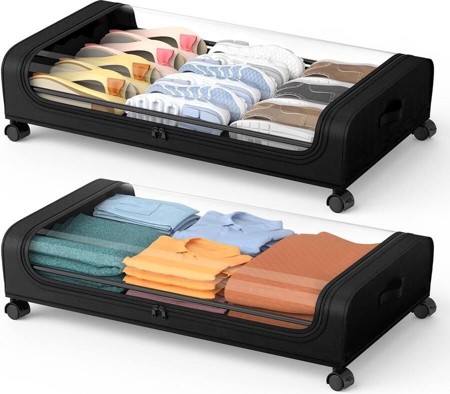 Opbergdozen onder het bed opbergoplossing 1 stuk zwart kunststof