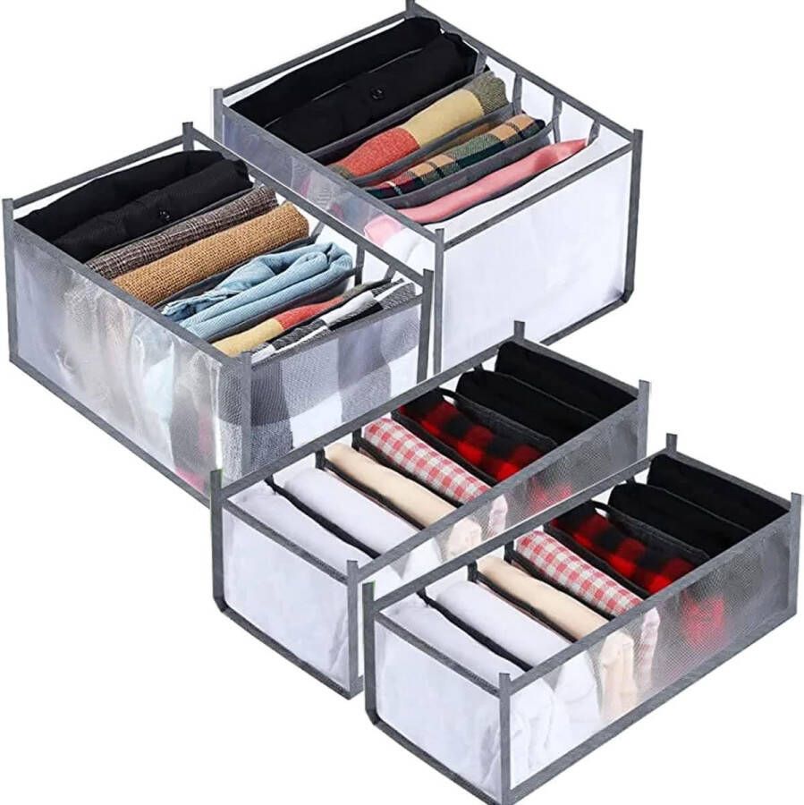 Opbergdozen set met schuifladen organizer opvouwbare kledingorganizer stof kledingkast organizer voor T-shirts jeans broeken ondergoed sokken (grijs-2 L + 2 m voor broek Tshits)