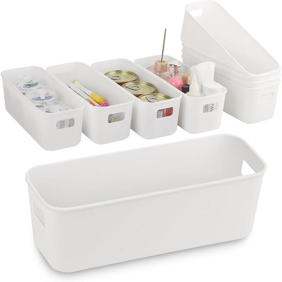 Opbergdozen Set van 8 Kunststof Organizer voor Keuken en Badkamer Met Handgrepen Ideaal voor Opbergruimte