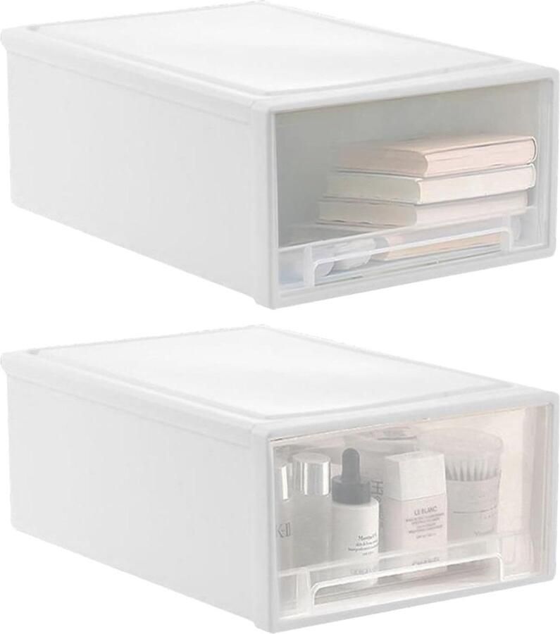 Opbergdozen van kunststof laden stapelbaar set van 2 robuust en duurzaam