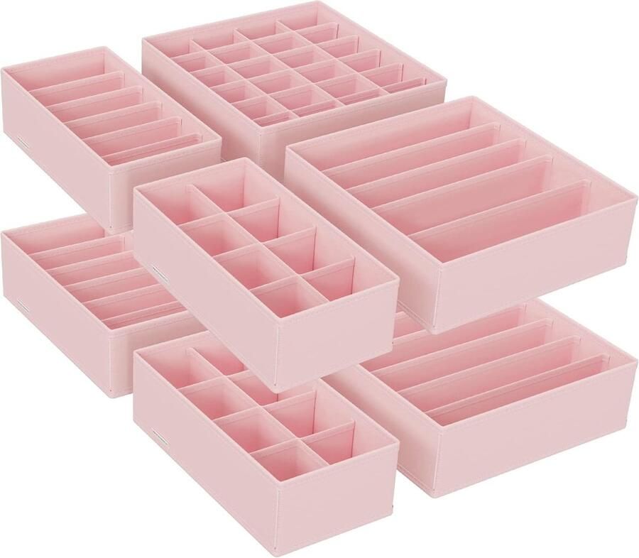 Opbergdozen voor ondergoed lade-organizer 8 stuks roze stoffen